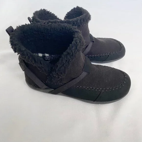 Xero Shoes Women's Ashland Black Ankle Boots Canvas Faux Fur Size 7.5 Booties - Picture 2 of 12